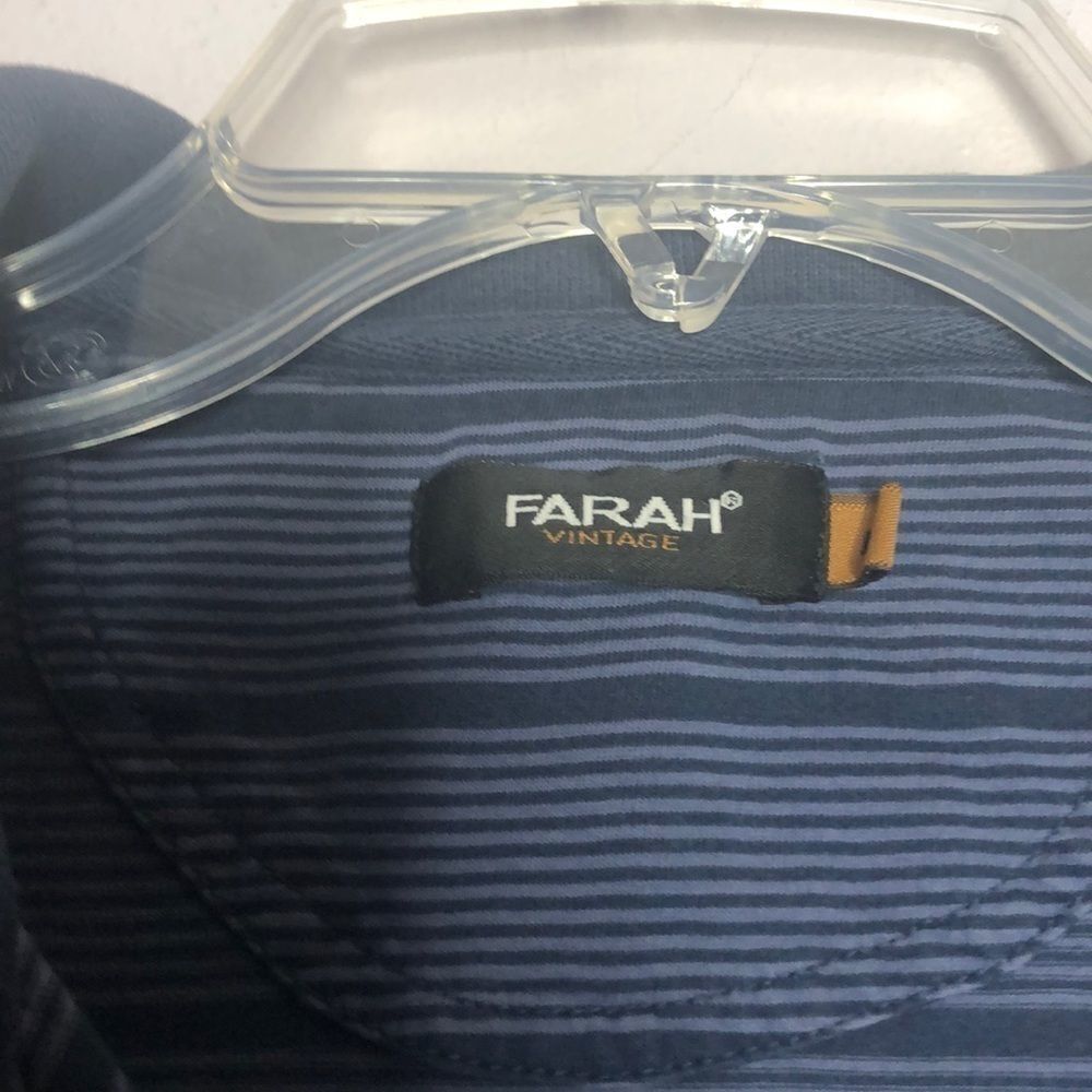 3/$15 Farah vintage blue striped men’s polo shirt - Picture 3 of 5